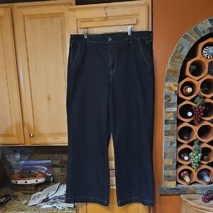 American Eagle Dark Wash Blue Super Stretch Wide Leg Jeans High Rise